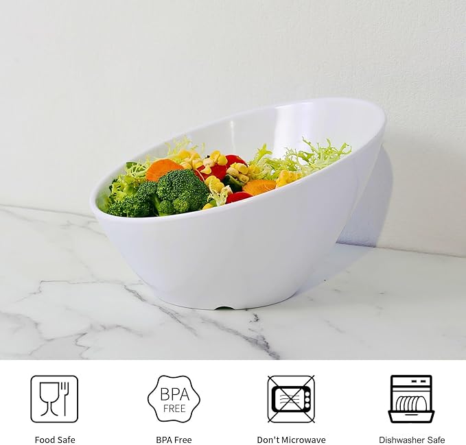 TP Salad Bowls Set of 4, 26 oz Melamine Serving Bowls for Pasta, Cereal, and Snacks, Lightweight and Durable, Dishwasher Safe, White Bowls for Restaurant, Kitchen, Daily Use