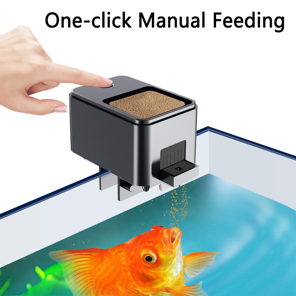 GEZIEKID Bluetooth Fish Feeder Automatic Dispenser for Aquarium, Food Dispenser for Fish Tank with App Control, USB Powered, Suitable for Small Fish Tank Pelleted Food, Black