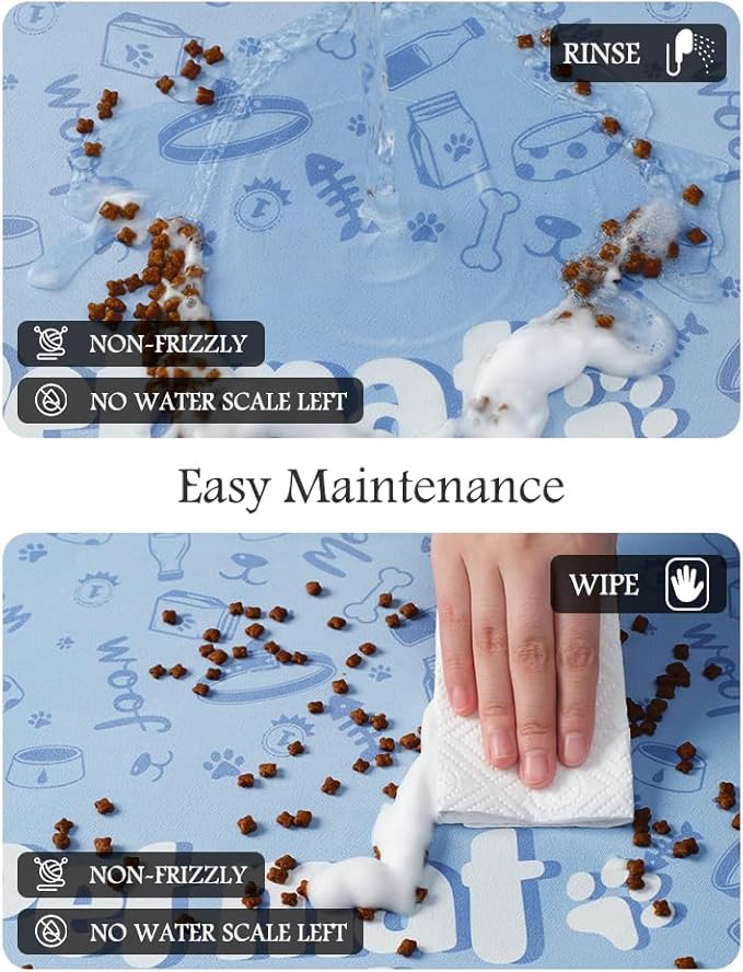 Pet Feeding Mat-Absorbent Dog Mat for Food and Water Bowl-No Stains Quick Dry Water Dispenser Mat-Dog Accessories Pet Supplies-Bowl for Messy Drinkers（PAW,12"x19"