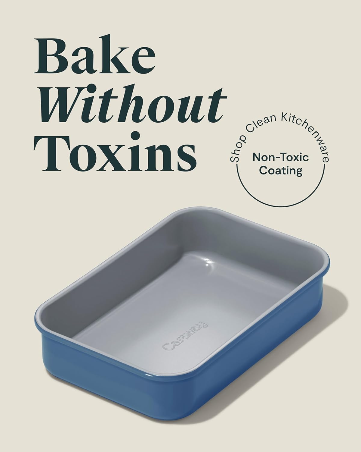 Caraway Nonstick 9” x 6.5” Small Rectangle Baking Pan Duo – Non-Toxic, PTFE & PFOA Free – Aluminized Steel Core – Deep Ceramic Baking Pan for Casseroles, Lasagna & More - Slate