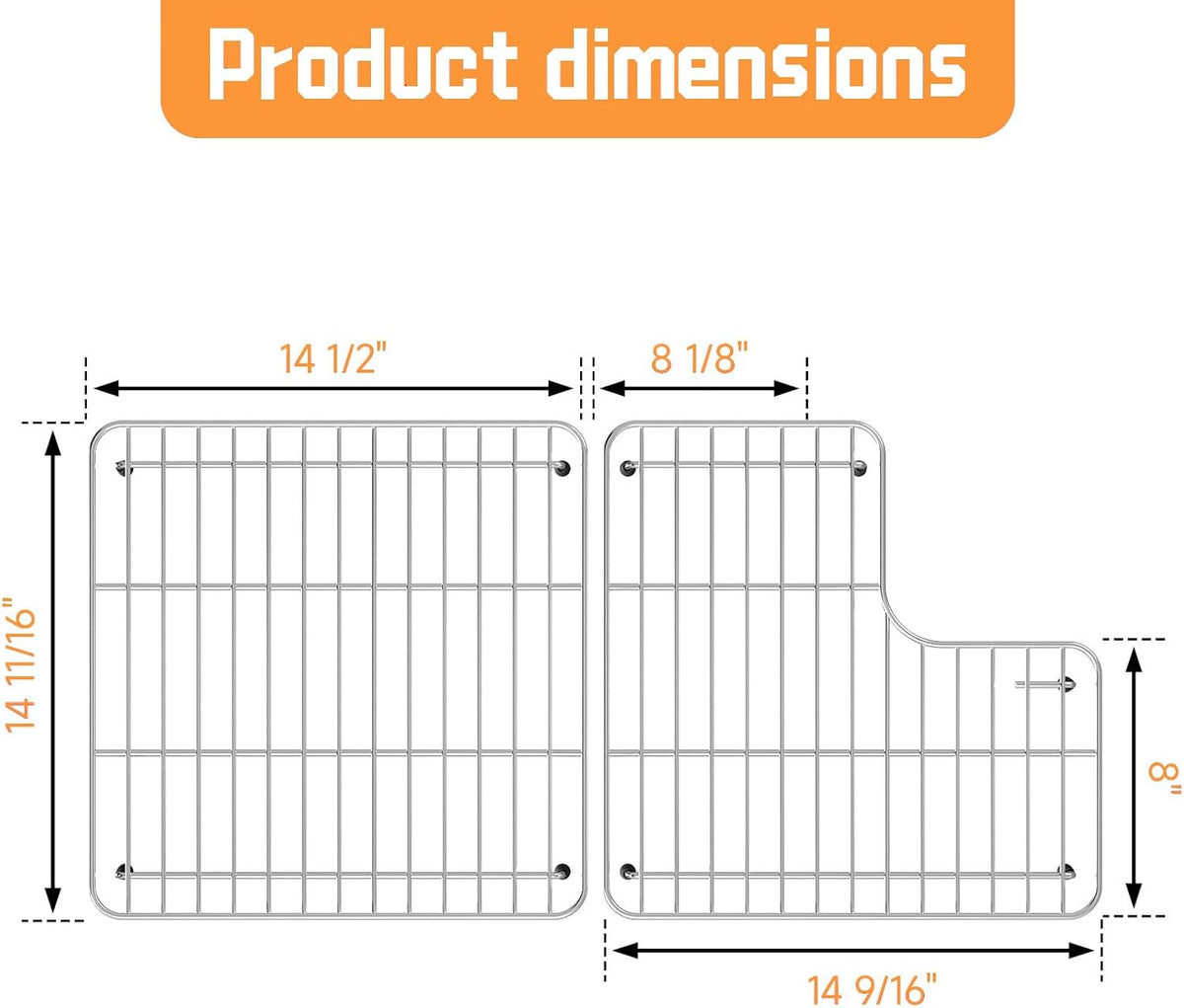 29.12''x14.7'' 6489 Sink Rack K-6639-ST Whitehaven Bottom Basin Racks For Kohler K-6488 Bottom Basin Racks Includes Right&Left with Stainless Steel 6488 Farmhouse Sink Protectors compatible