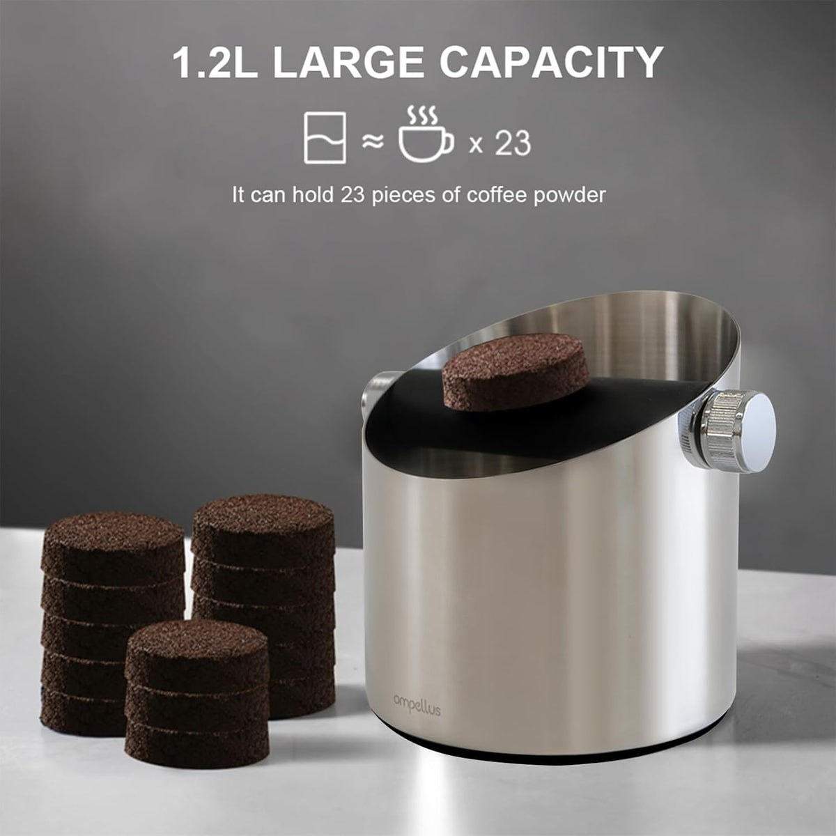 Espresso Knock Box, Large Capacity & Non-Slip Base Coffee Knock Box, Barista Tools, Espresso Machine Accessories (Black)