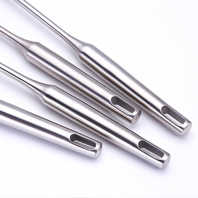 304 Stainless Steel Cooking Utensils Set 4 Piece 15 Inch Large Size Metal Kitchen Utensils Set Including Spatula,Ladle,Serving Spoon,Meat Fork,Stainless Steel Cooking Tools