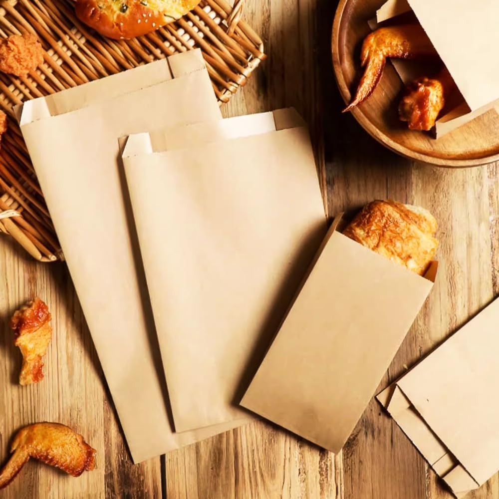 Paper Sandwich Bags 6 x 9.5 x 1.6-inch Parchment Wax Paper Sandwich Lunch Kraft Glassine Bakery Snack Cookies Treats Greaseproof Bags for Lunch Box 50 Pack
