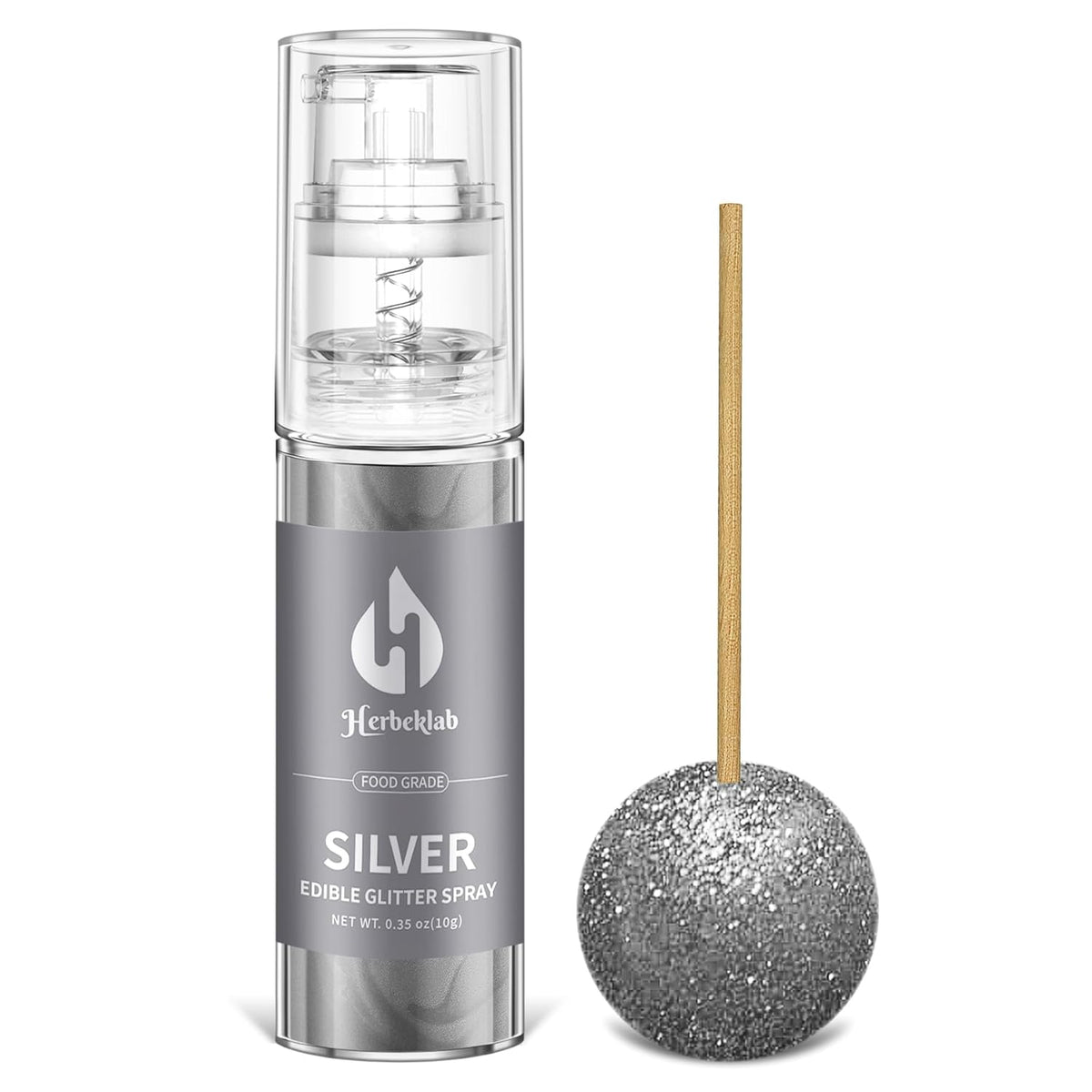 Silver Edible Glitter Spray - 10g Edible Silver Glitter for Cakes Food Grade Metallic Shimmer Powder Cake Sprinkles for Cookie Decorating Chocolate Strawberry