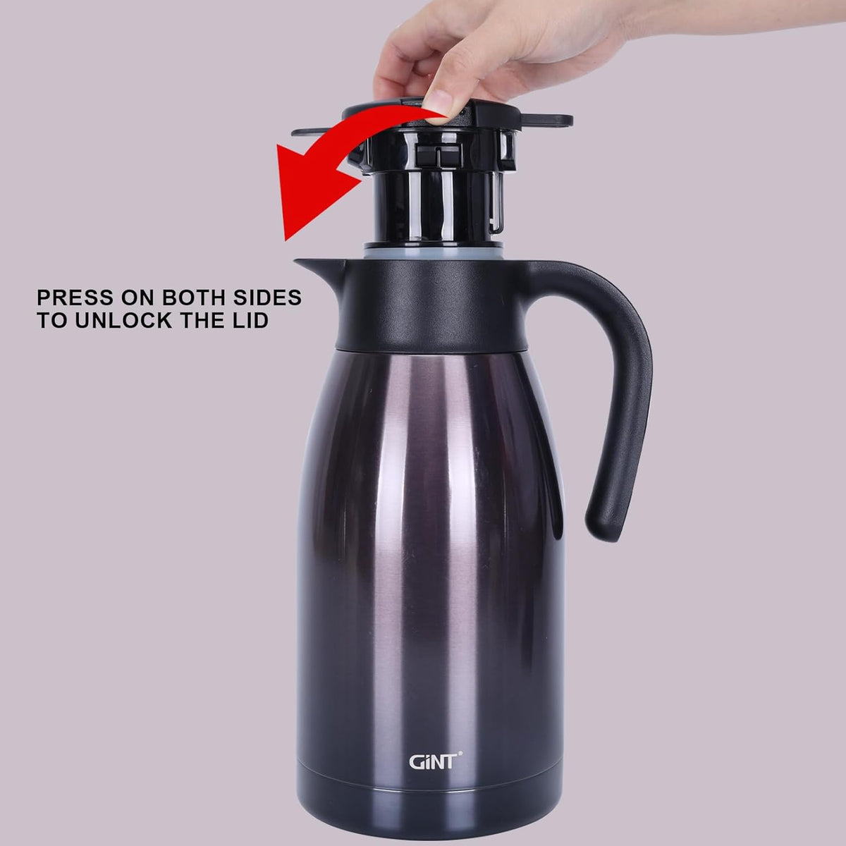 GiNT 1.9L / 64Oz Thermal Coffee Carafe, Insulated Stainless Steel Coffee Carafes for Keeping Hot/Double Walled Vacuum Thermal Carafe (Purple)