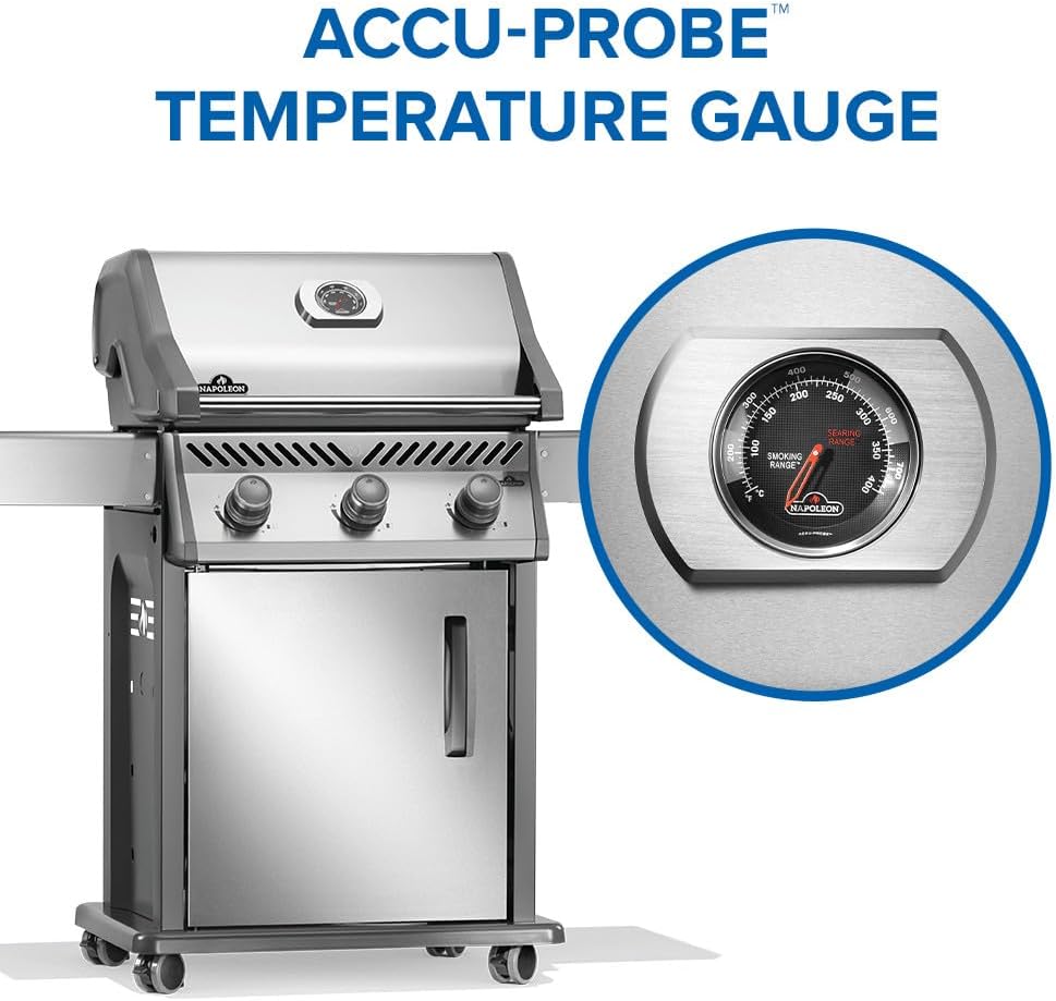 Napoleon Rogue 425 Natural Gas Grill, Stainless Steel, Durable 3-Burner Gas BBQ