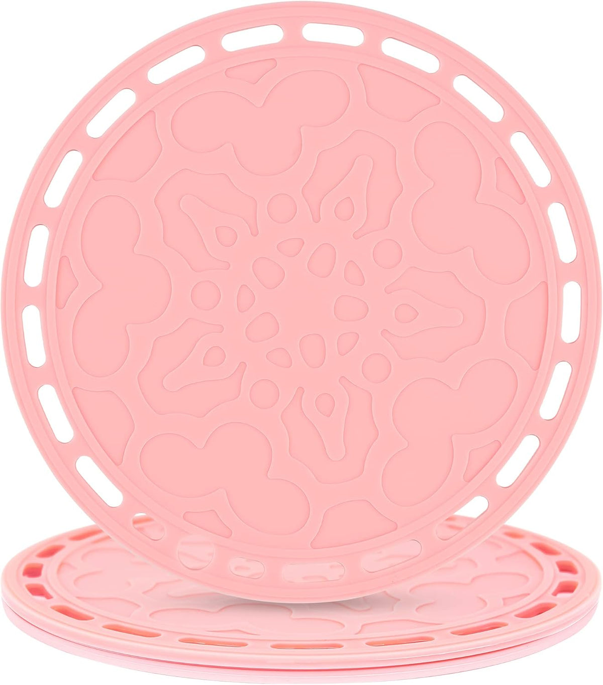 Smithcraft Silicone Trivet Mat - Big Round Silicon Coaster for Hot Dishes and Pots, Countertops, Tables, Pot Holders, Spoon Rest Place Mats - Set of 3 - Pink