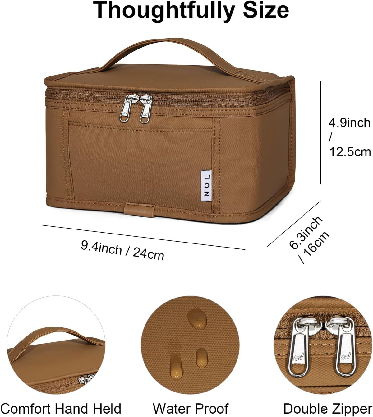 NOL Natural Organic Lifestyle Small Lunch Bag Mini Lunch Box Insulated Lunch Bag for Men/Women Leakproof Cooler Tote Bag Lightweight Nylon Waterproof Lunch Box For Work,Brown