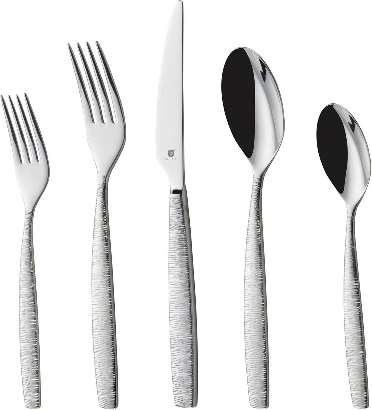 Engraved Silverware Set for 8 | 18/10 Stainless Steel Flatware with Mirror Finish and Engraved Handles | Heavy-Duty, Dishwasher Safe, Built to Last (40-Piece, Mezzano Engraved)