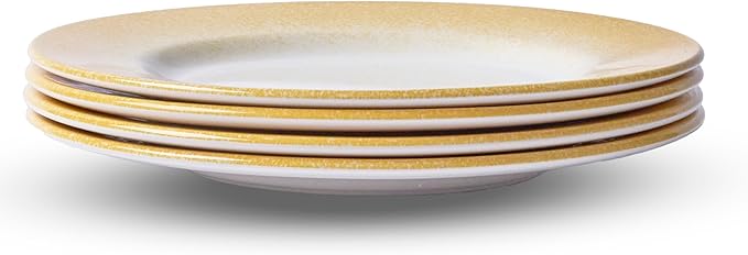 Portmeirion Potter's Mist Dinner Plate (Set of 4) - 8" Earthenware Plates with Classic Mist Rim - Microwave, Dishwasher, Freezer, Oven Safe - Ideal Modern Dinnerware Set (Yellow Mist)
