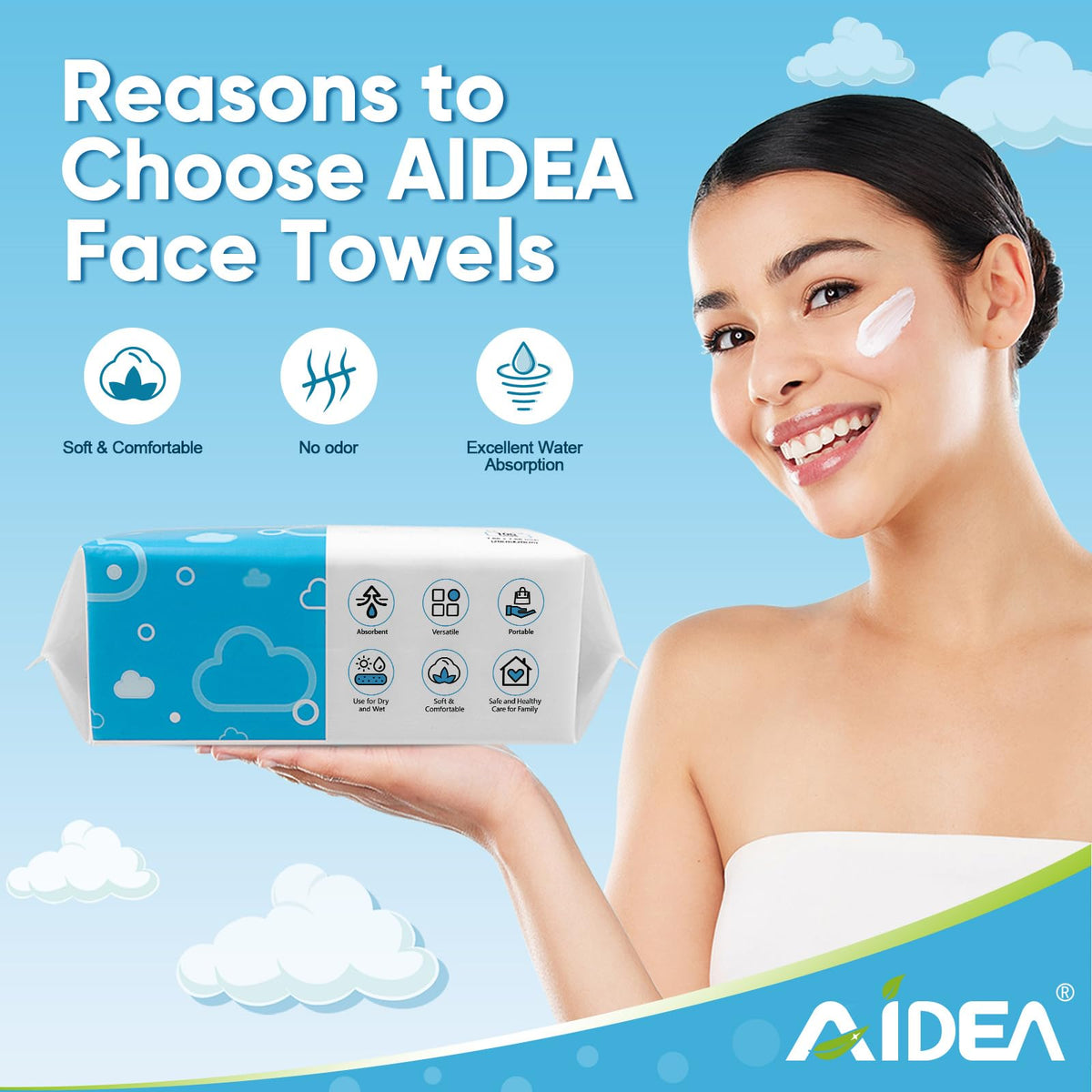 AlDEA Face Towels Disposable-600Ct, Face Towelettes for Sensitive Skin