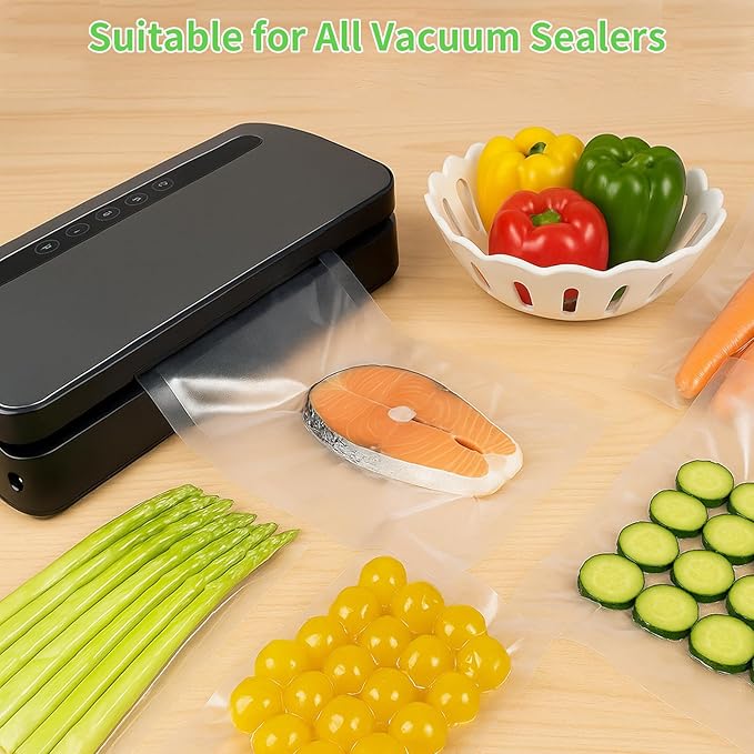 MakMeFre 200 Plus Quart Size 10" x 13" Vacuum Sealer Bags with BPA Free and Heavy Duty,Great for Food Storage Vaccume Sealer PreCut Bag