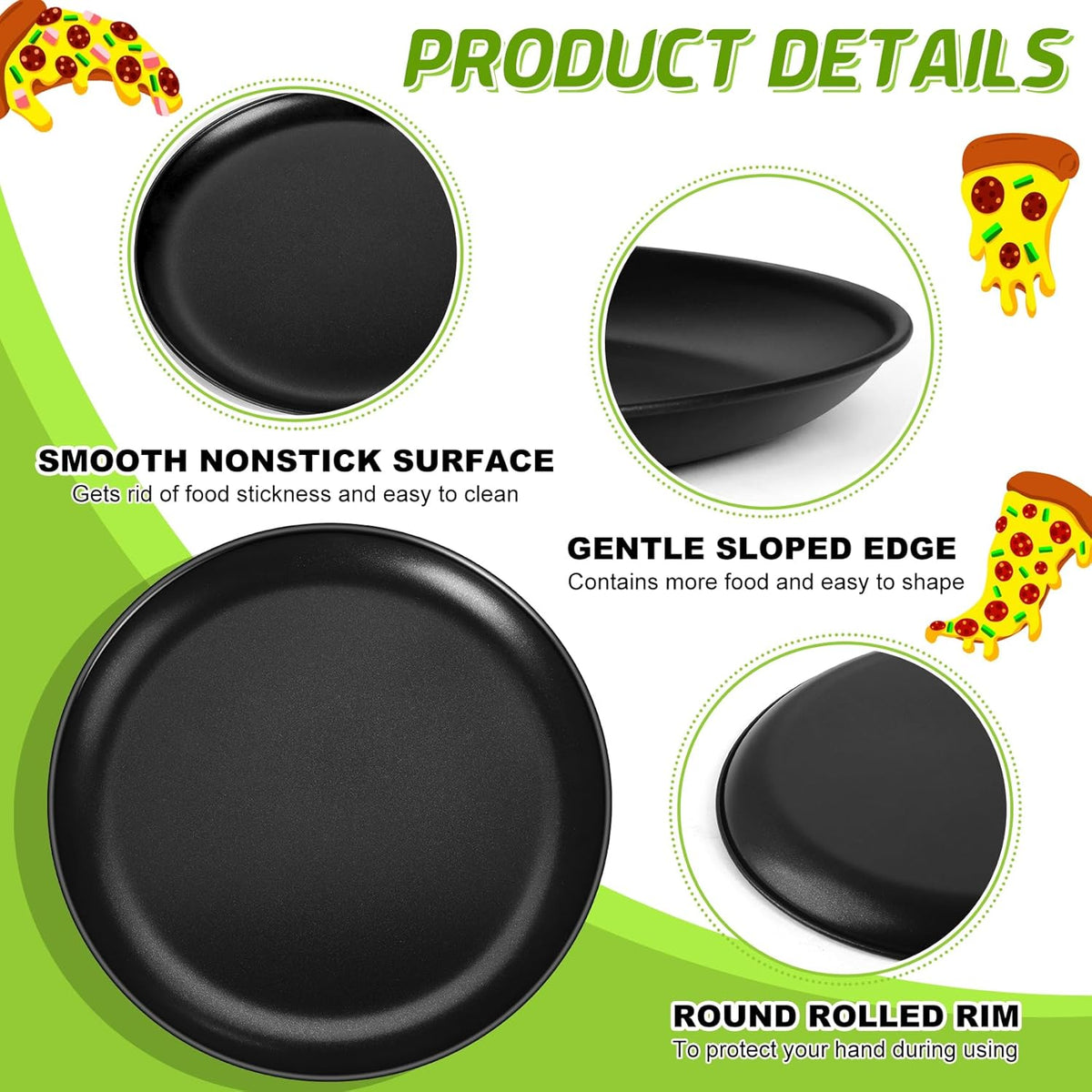 P&P CHEF Pizza Pan Bakeware for Home Kitchen, Stainless Steel Pizza Tray for Baking Pizza, Healthy & Reusable & Easy Clean, Oven & Freezer Safe, 13.5 Inch & Black