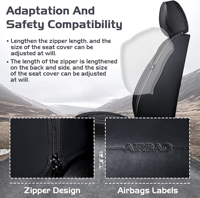 Truck Seat Covers for Ram 3500 2009-2026, Waterproof Premium Leather Full Coverage Car Seat Cover, Muscle Sport Style Auto Interior Seat Cover Sets (Front Set/Black)