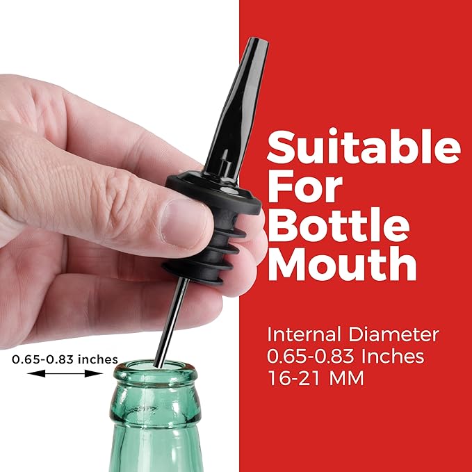 48 Pack Stainless Steel Bottle Pourers for Alcohol, Liquor, and Wine - Bar Accessories, Spouts for Bottles and Dispensers (gun black)