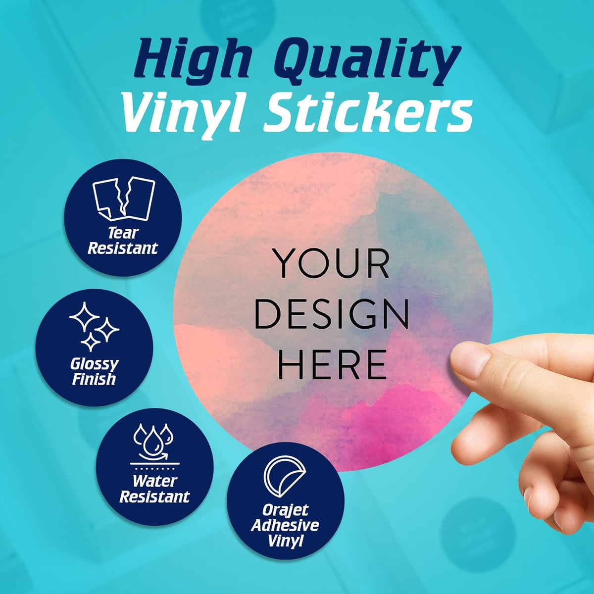 100 Custom Vinyl Stickers - Upload Your own Image, Text, Design, Logo - Personalized Logo Labels for Handmade, Packaging, Bottle, Jars, Candle, Brand Stickers (Rose, 5x5)