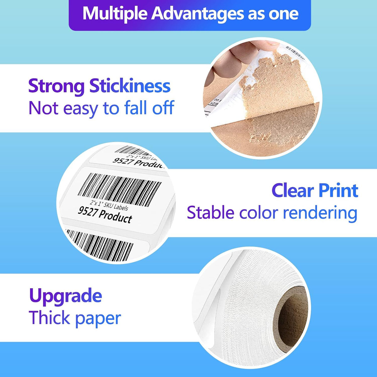 9527 Product 2" x 1" Sticker Labels Direct Thermal Labels 1000 Labels Per Roll
