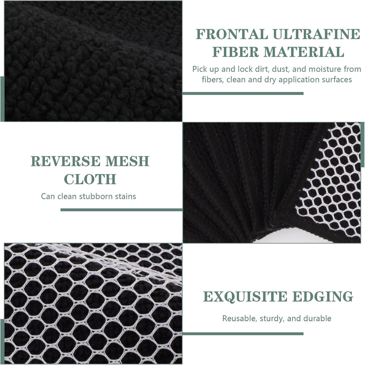SINLAND Microfiber Dish Cloth for Washing Dishes Dish Washing Rags Best Kitchen Washcloth Cleaning Cloths Wash Cloths with Poly Scour Side 7.87Inchx7.87Inch 10 Pack Black
