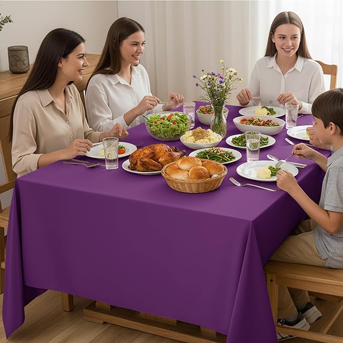 10-Pack Purple Tablecloths for Rectangle Tables, 70 x 120 Inches, Stain-Resistant Polyester Fabric for 6 Foot Tables - Washable Table Covers for Weddings, Banquets, Birthday Parties, Events