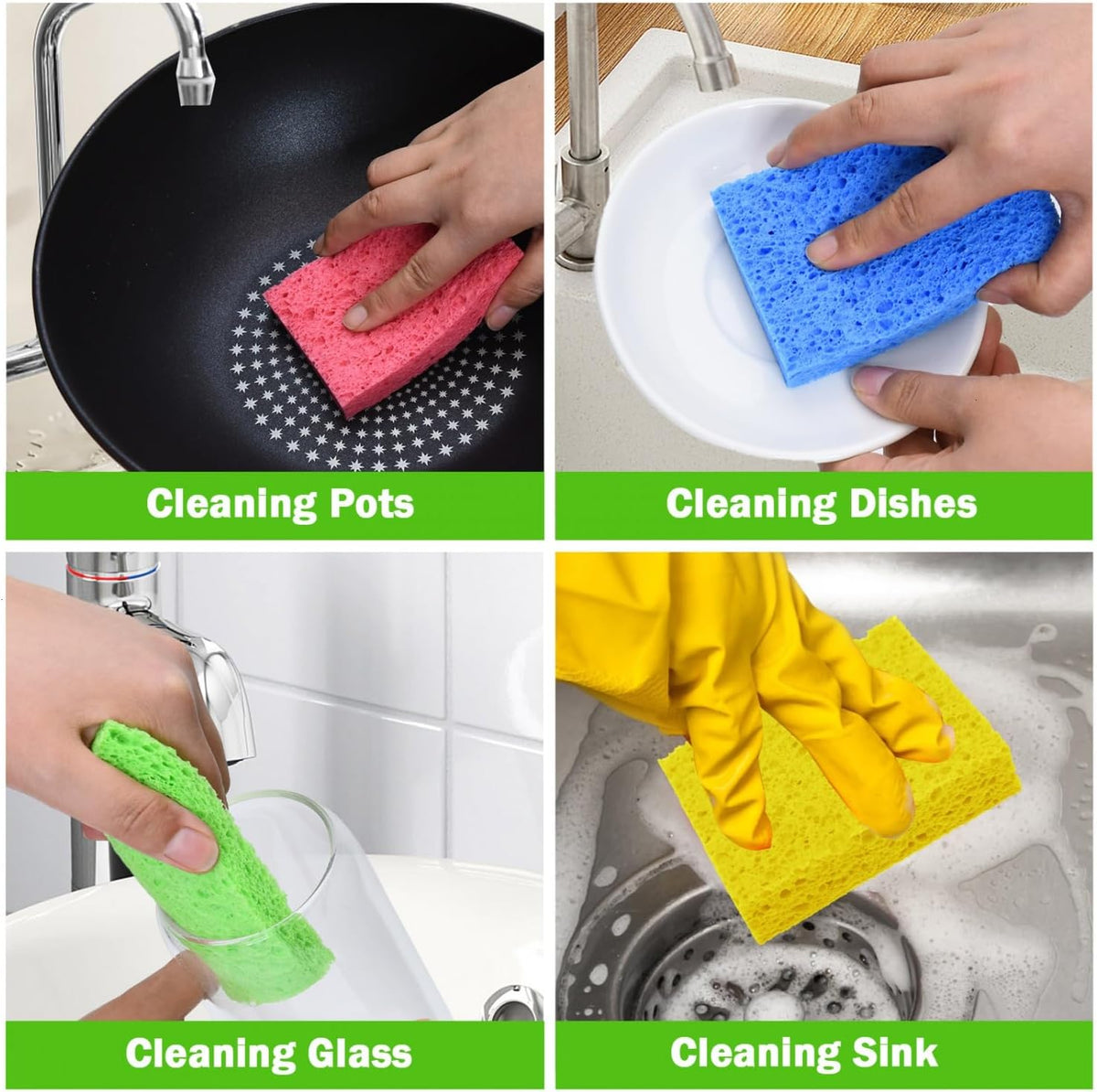 YoleShy Sponge Kitchen Natural Cellulose Sponges 10 Pack Compressed Sponges for Cleaning Reusable Dish Sponges Kitchen Non-Scratch DIY for Kids
