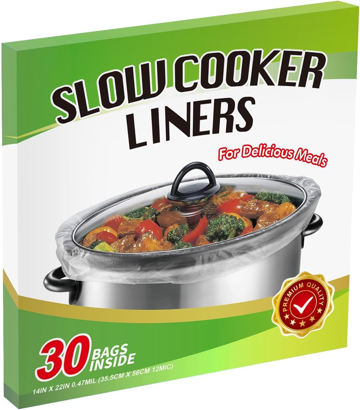 30×Slow Cooker Liners and Cooking Bags, Extra Large Cooking Liner Disposable Pot Bags, Fit 6QT to 10QT for Slow Cooker, Oval & Round Pot 14"x 22" /Bag