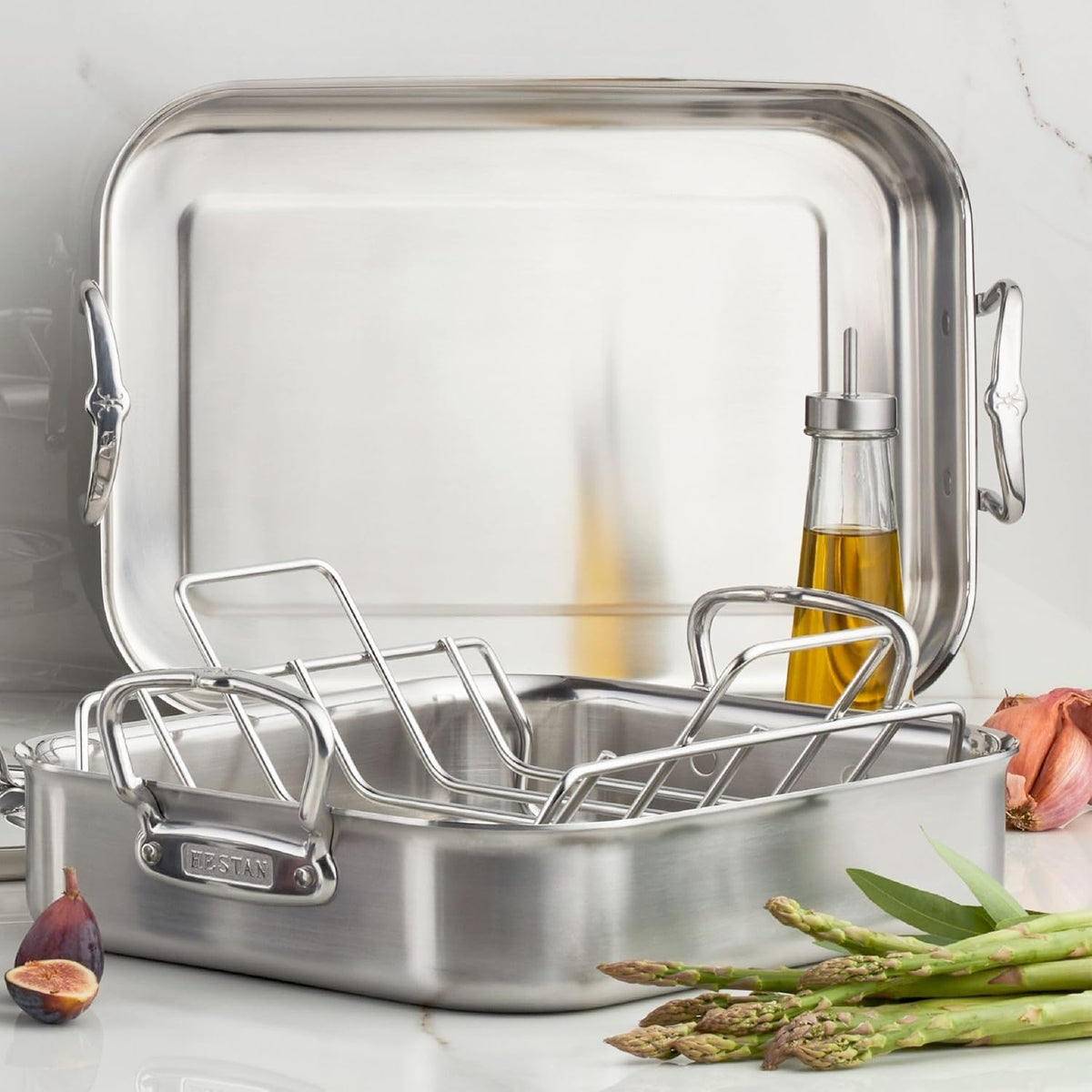 Hestan Provisions – 16.5" Classic Clad Roaster with Stianless Steel Rack