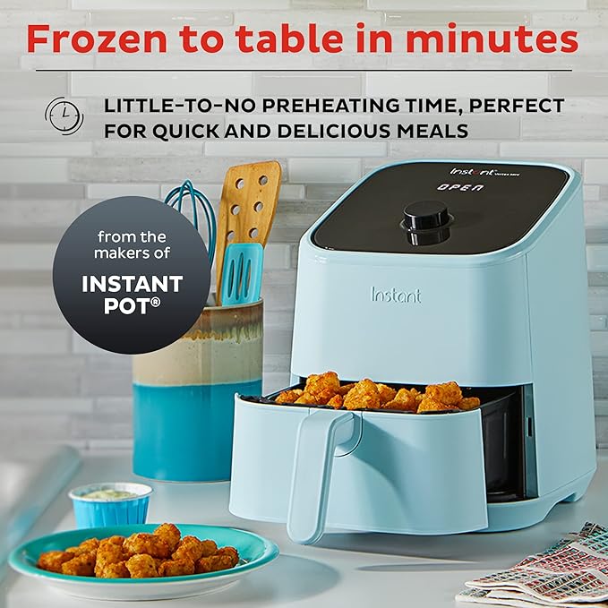 Instant Pot Vortex 2QT Mini Air Fryer,Small Air fryer that Crisps,Reheats, Bakes,Roasts for Quick Easy Meals,Includes over 100 In-App Recipes, is Dishwasher-Safe, from the Makers of Instant Pot, Aqua