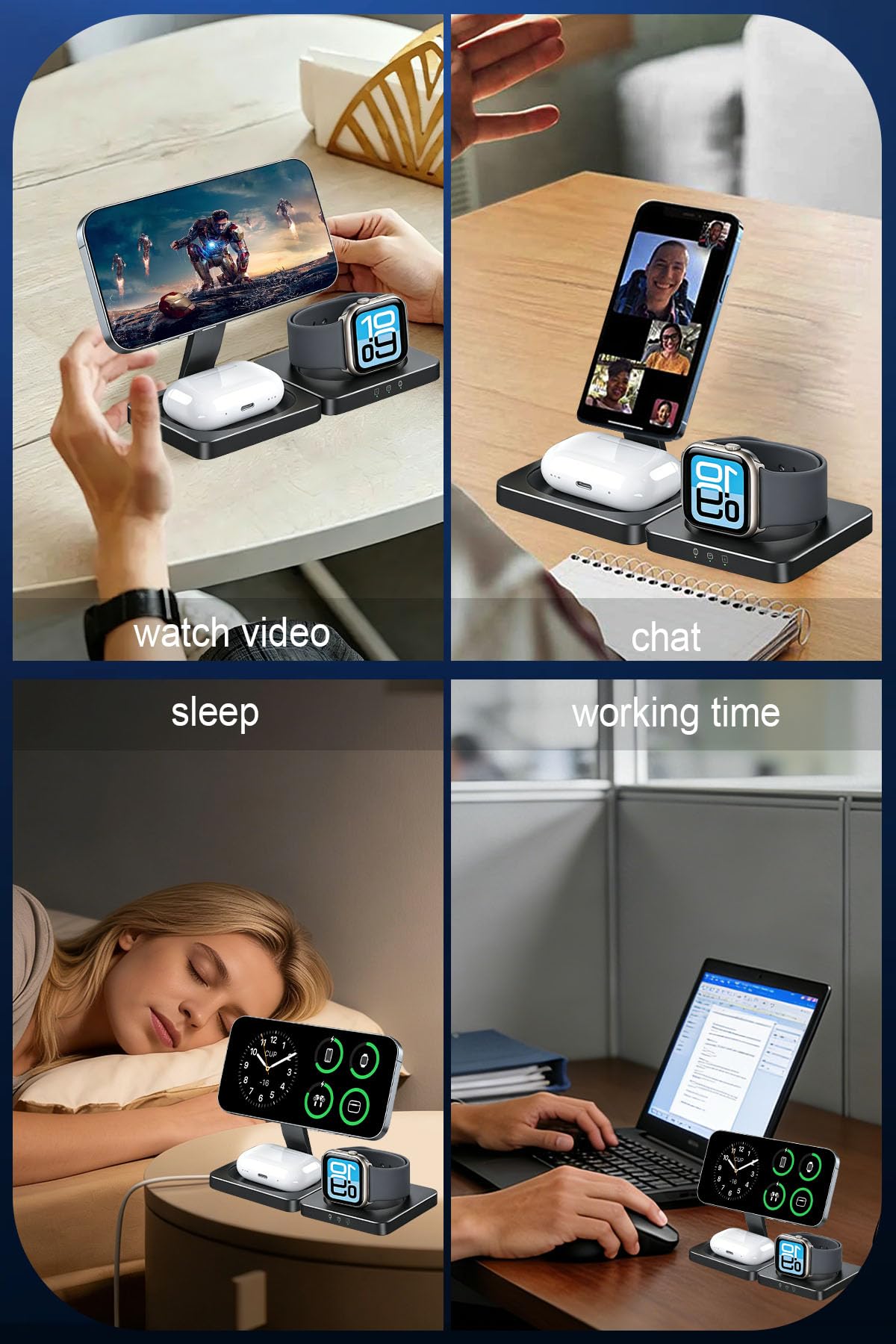 Wireless Charging Station for Apple Devices,Magnetic Travel Charger