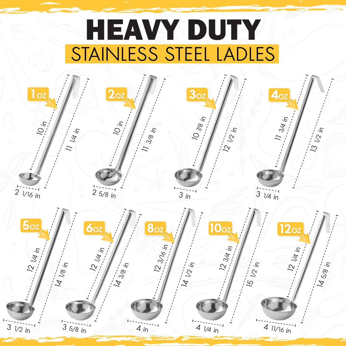 Ladle - Durable Stainless Steel Ladle Serving Measuring Soup Dressing Sauce Gravy Sturdy Dependable Long Handle for Kitchen (1, 1 Oz.)