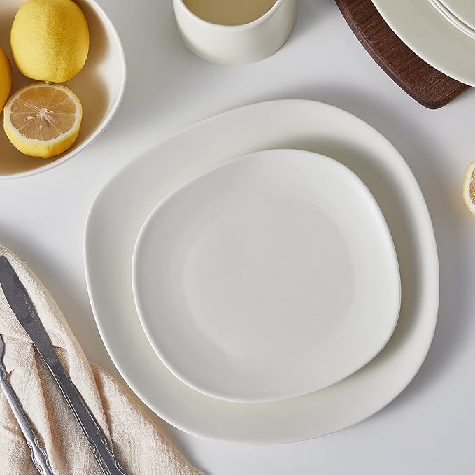 Stone lain Delilah Salad Plate 6-Piece Dish Set, Porcelain, Cream, 6 Salad Plates