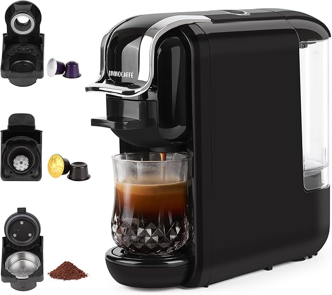 Espresso Machine for Nespresso Capsule, Lavazza Blue & Expert Capsule, Coffee Powder, 19 Bar Pump Pressure Makes Authentic Espresso Coffee, Mini Espresso Coffee Maker with Removable Water Tank.