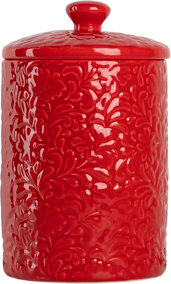 10 Strawberry Street Kitchen Canister Set, Fleur Red, 3 count (Pack of 1)