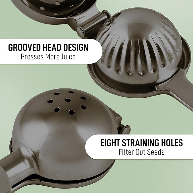 Zulay Kitchen Lemon Squeezer Stainless Steel - Premium Quality, Heavy Duty Solid Metal Squeezer Bowl - Large Manual Citrus Press Juicer and Lime Squeezer Stainless Steel - Black