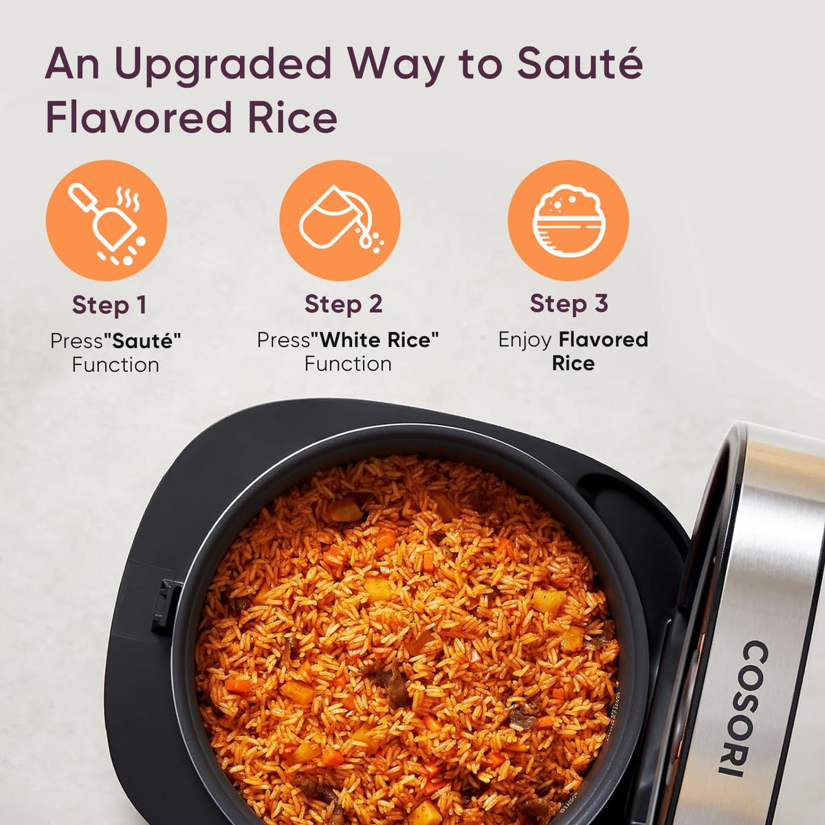 Cosori Rice Cooker 10 Cup, Fuzzy Logic, Ceramic Coating Inner Pot,18-in-1