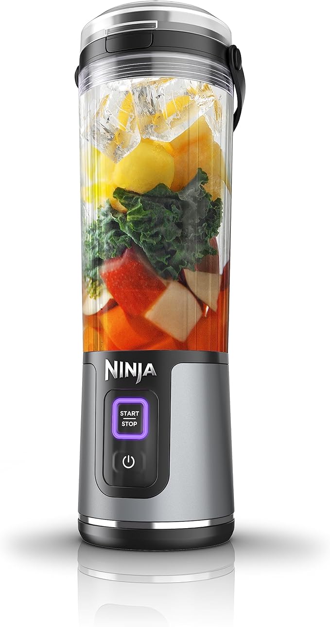 Ninja BC151BK Blast Portable Blender, Cordless, 18oz. Vessel, Personal Blender-for Shakes & Smoothies, BPA Free, Leakproof-Lid & Sip Spout, USB-C Rechargeable, Dishwasher Safe Parts, Black