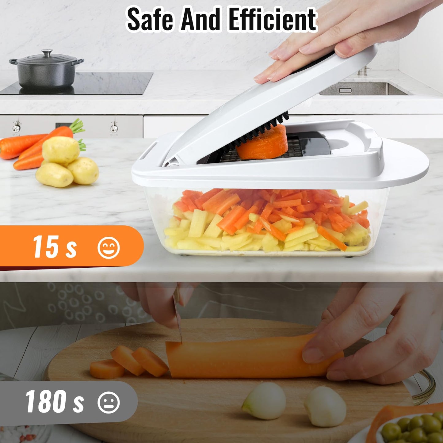 Ukeetap 8-Blade Cook Tool & Gadget Sets, Chopper Slicer Grater Set, White