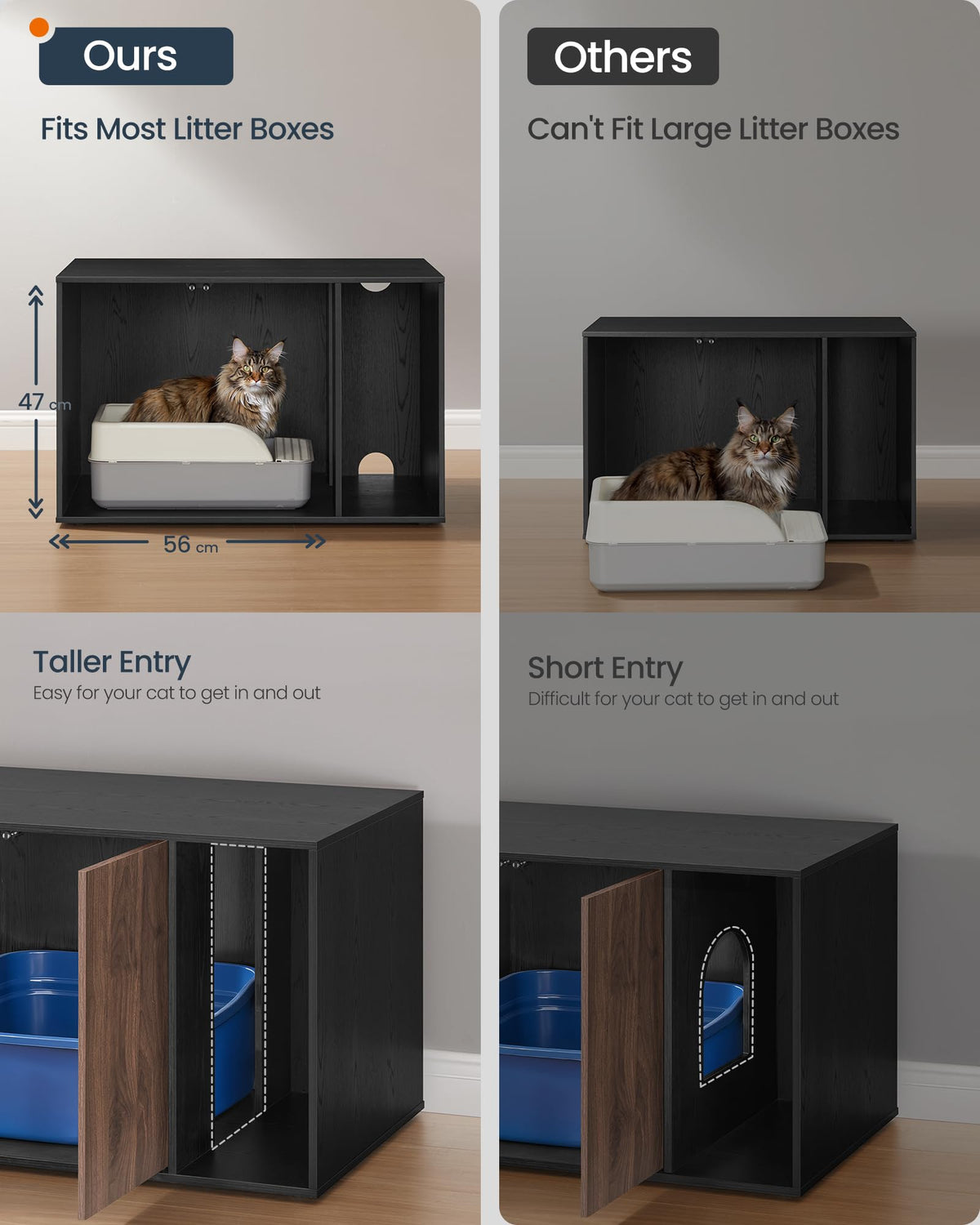 SONGMICS HOME Cat Litter Box Enclosure, Snapsemble Superfast Assembly