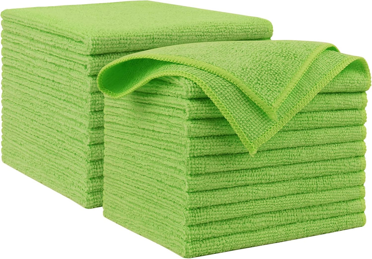 AIDEA Microfiber Cleaning Cloth, 20PK, Microfiber Towels for Cars, Premium All Purpose Car Cloths, Dusting Cloth Cleaning Rags, Absorbent Towels for SUVs, House, Kitchen, Window, 12"×12", Green