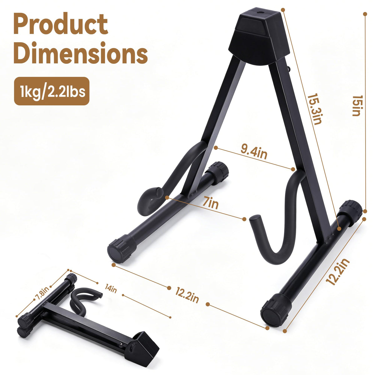 EmberGlow Electric Guitar Stand With Heavy-Duty Metal Auto-Lock, Adjustable Slim-Fit Neck Hook & Self-Leveling Feet, Secure Display Cradle for Electric Guitars