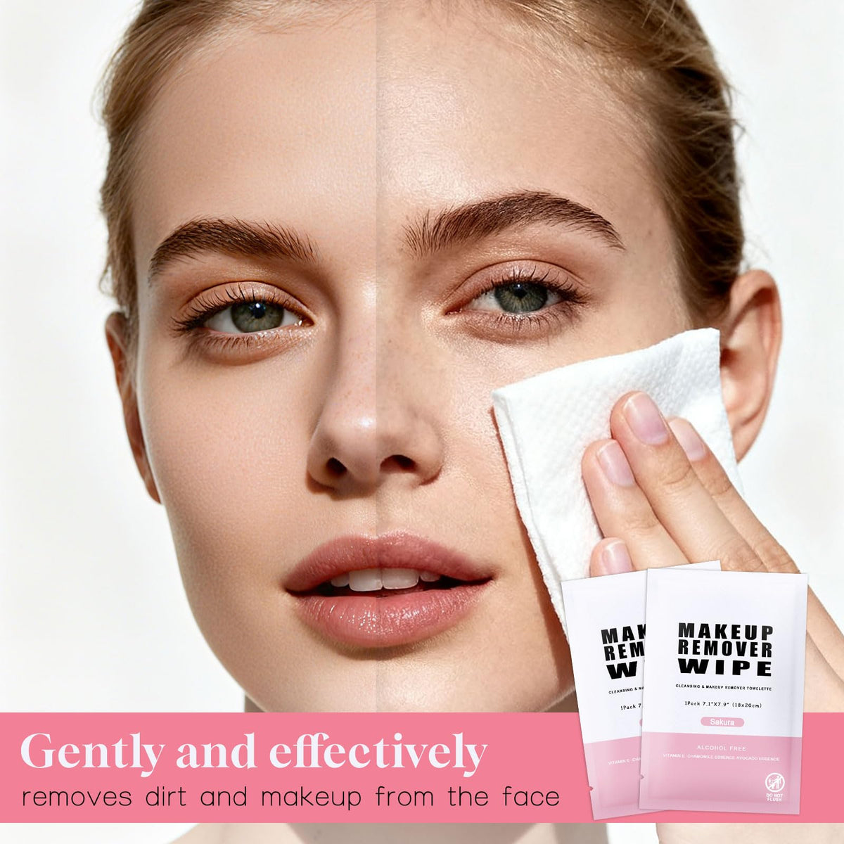 Pack of 200 Makeup Remover Wipes Individually Wrapped,Sakura Scent