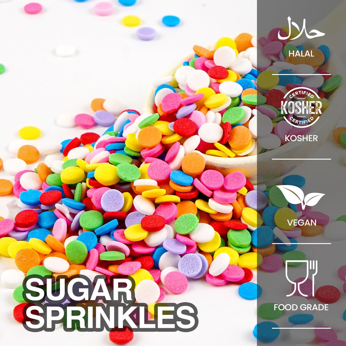 Rainbow Round Sprinkles, Birthday Confetti Edible Cake Decorations, Round Sprinkles For Cupcake, Cake Decorating, Ice Cream, Cookie, 150g/5.29oz