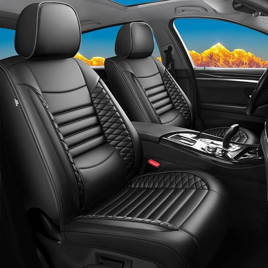 Fit Prologue Car Seat Covers for Honda Prologue 2024 2025 2026-Upgraded Premium Waterproof & Breathable Leather,Airbag Compatible,All-Weather Seat Cushion Protector,Full Set,Black