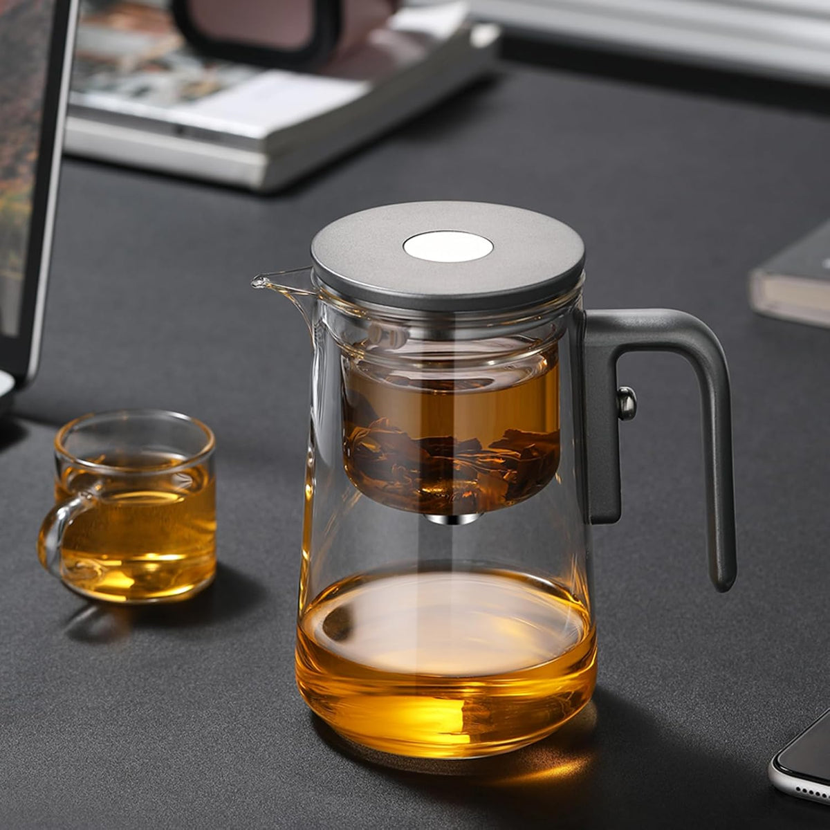 Enchanti Tea Pot - 800ml/27.1oz Witchcraft Magic Glass Teapot, Magnetic Water Separation Design, Borosilicate Infuser Pot with Strainer for Loose Leaf & Herbal Teas, Ideal for Tea Maker