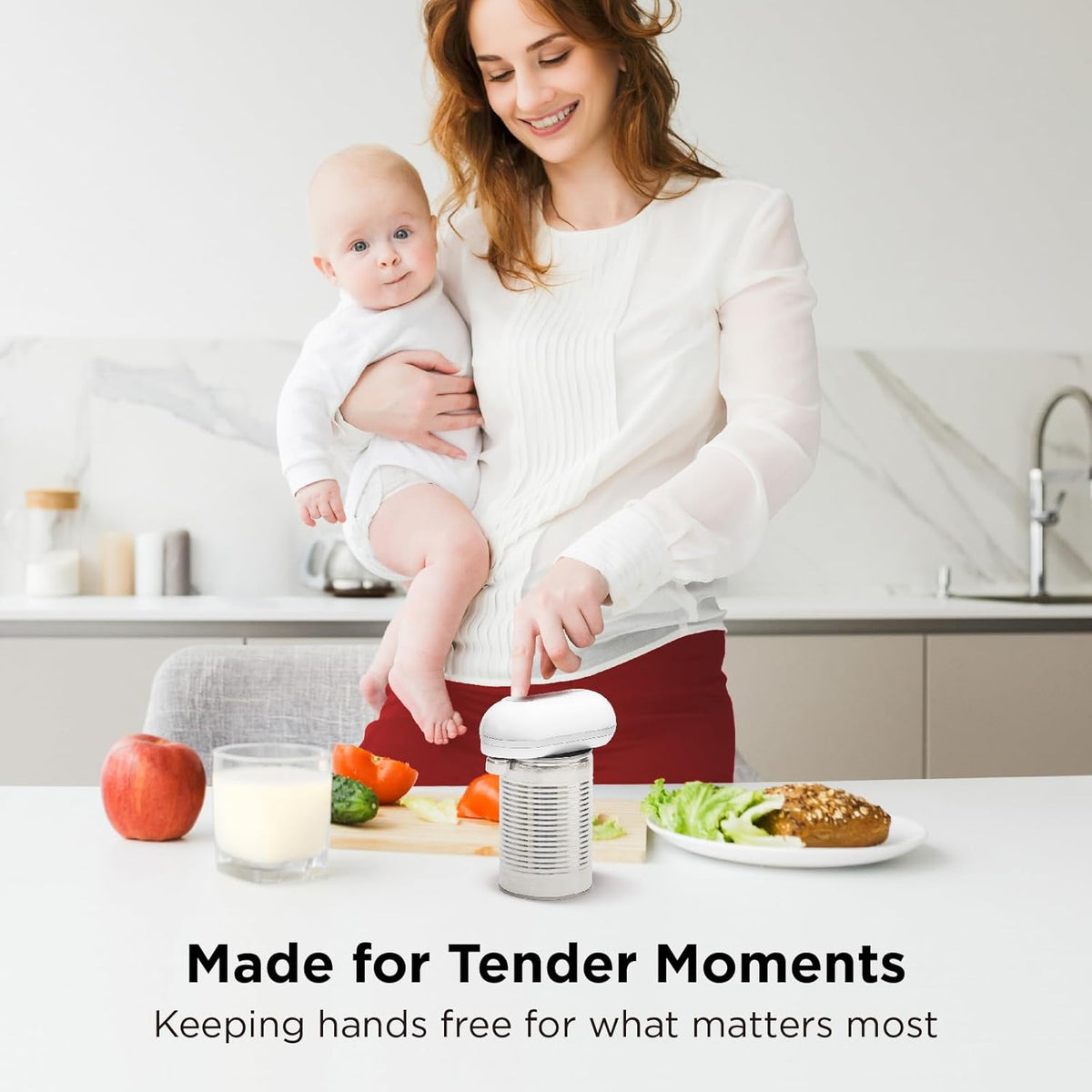Kitchen Mama Mini Plus Rechargeable Electric Can Opener: USB-C Charging, Hands-Free, Auto Stop, Compact, Cordless, Smooth Edge - Perfect for Seniors with Arthritis, Home, and Travel (White)