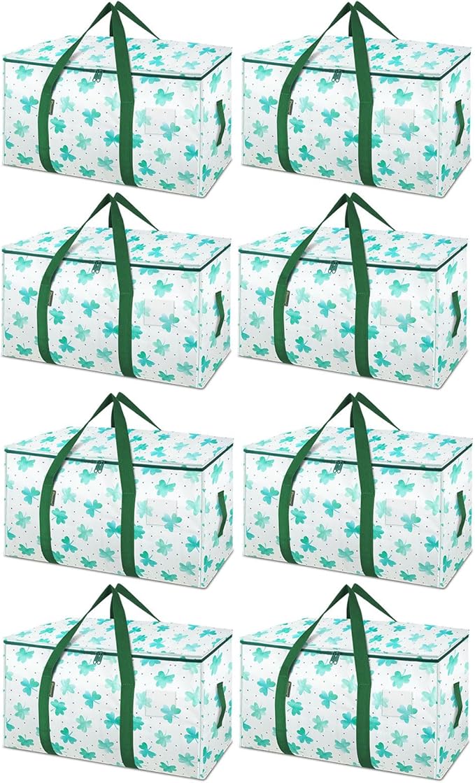 BALEINE 8-Pack Oversized Moving Bags with Reinforced Handles, Heavy-Duty Storage Tote for Clothes, Moving Supplies (Clover, 8-Pack)