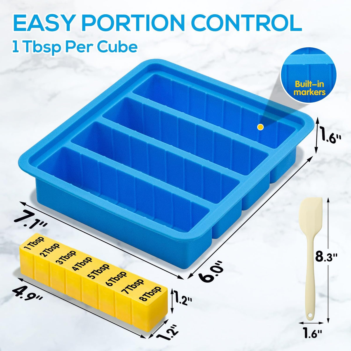 Silicone Butter Mold with Lid & Spatula, Non-Stick Butter Maker Tray and Container for Homemade Butter Storage, Baking, Freezing