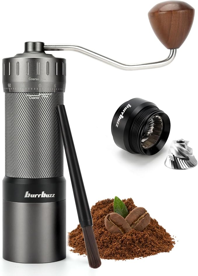 MB2 Manual Coffee Grinder, External Adjustment, 35g Large Capacity Burr Grinder, Magnetic Catch Cup Less Mess, Stainless Steel Burr Espresso Grinder Great Flavor in Pour Over, French Press