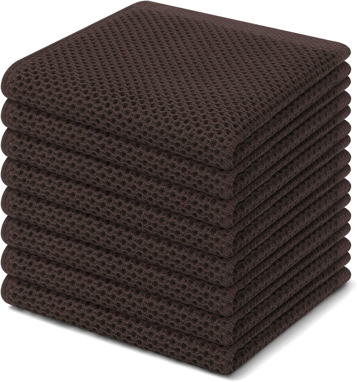 Homaxy 100% Cotton Waffle Weave Kitchen Dish Cloths, Ultra Soft Absorbent Quick Drying Dish Towels, 12 x 12 Inches, 8-Pack, Dark Brown