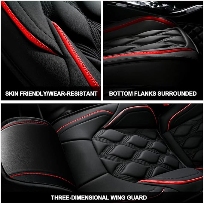 AOMSAZTO Car Seat Covers,Full Set 5 Seats Custom Fit for Honda CR-V 2015-2025 2026,Leather Car Seat Cover Seat Cushion Protector,Airbag Compatible Waterproof Black